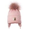 CZAPKA ZIMOWA TULIA PUPILL WIĄZANA Z NAUSZNIKAMI I FUTRZANYM POMPONEM Pupill - 1