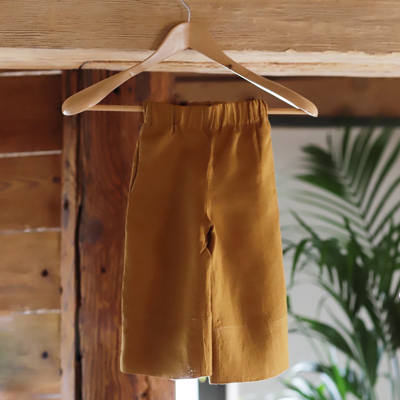 SPODNIE Z LNU 100% MUSZTARDOWE Pupill - 1