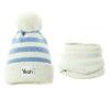KOMPLET CZAPKA Z KOMINEM BOA W PASKI Z POMPONEM NOAH PUPILL Pupill - 2
