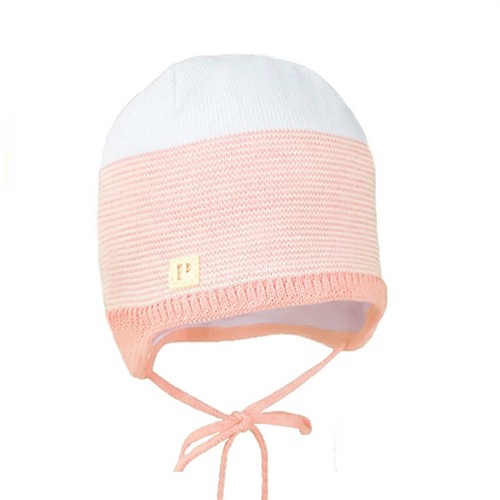 czapeczka na wiosnę dla malutkiej dziewczynki łosoś