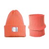 komplet czapka zimowa z kominem koral salmon łosoś