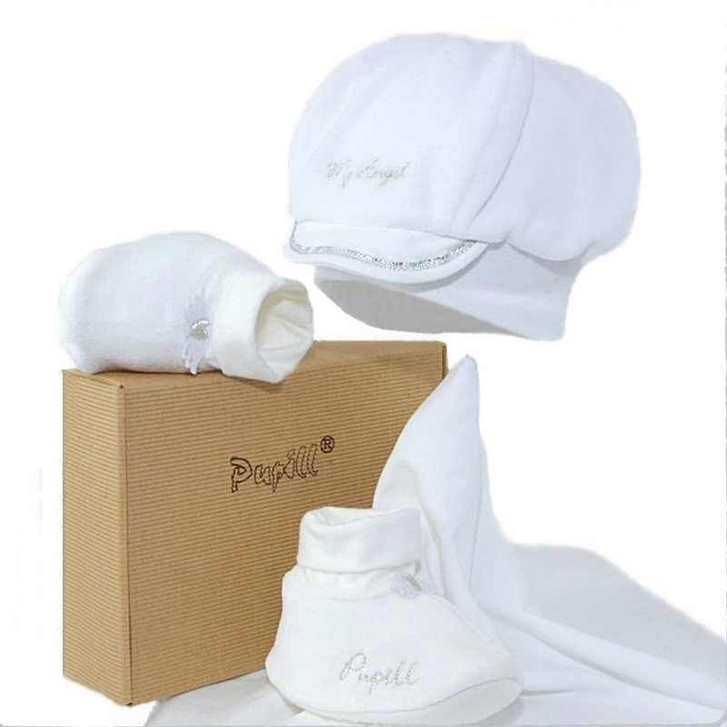 CZAPKA PARADISE KOMPLET Z BUCIKAMI DO CHRZTU Pupill - 1